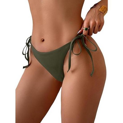 Eomenie Womens Tie Side Bikini Bottom Cheeky  String Bathing Suit Shorts Low Waist Swimsuit Bottoms