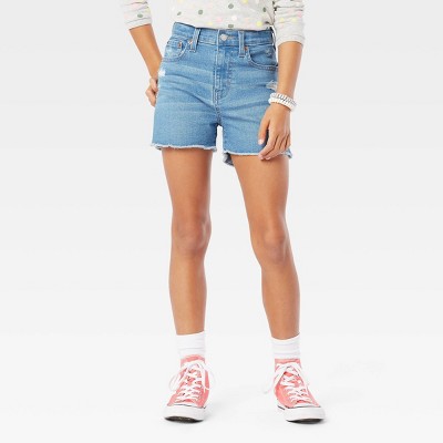 DENIZEN® from Levi's® Girls' High-Rise Jean Shorts - Light Blue Denim 7