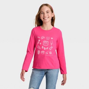 Girls' Long Sleeve 'Pastries' Graphic T-Shirt - Cat & Jack™ Pink - 1 of 4
