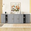 Queen Size Murphy Bed with Shelves, Cabinets and USB Ports, White/Gray, 4A -ModernLuxe - 2 of 4