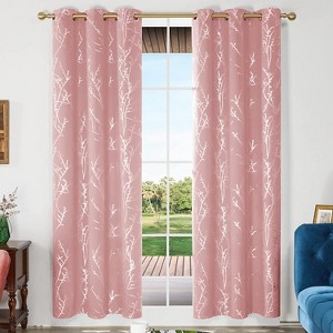 Deconovo Blackout Silver Tree Twigs Curtains 42 Width(2 Panel) - 1 of 4