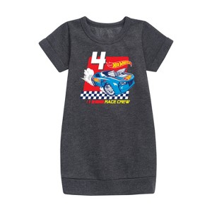 - Hot Wheels - Race Crew 4 Yrs Graphic Short Sleeve Fleece Dress - 1 of 2