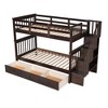 Twin Over Twin Bunk Bed with 3 Drawers and Storage Stairway - ModernLuxe - 4 of 4
