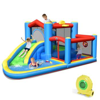 Costway Inflatable Kids Water Slide Outdoor Indoor Slide Splash Pool with 480W Blower