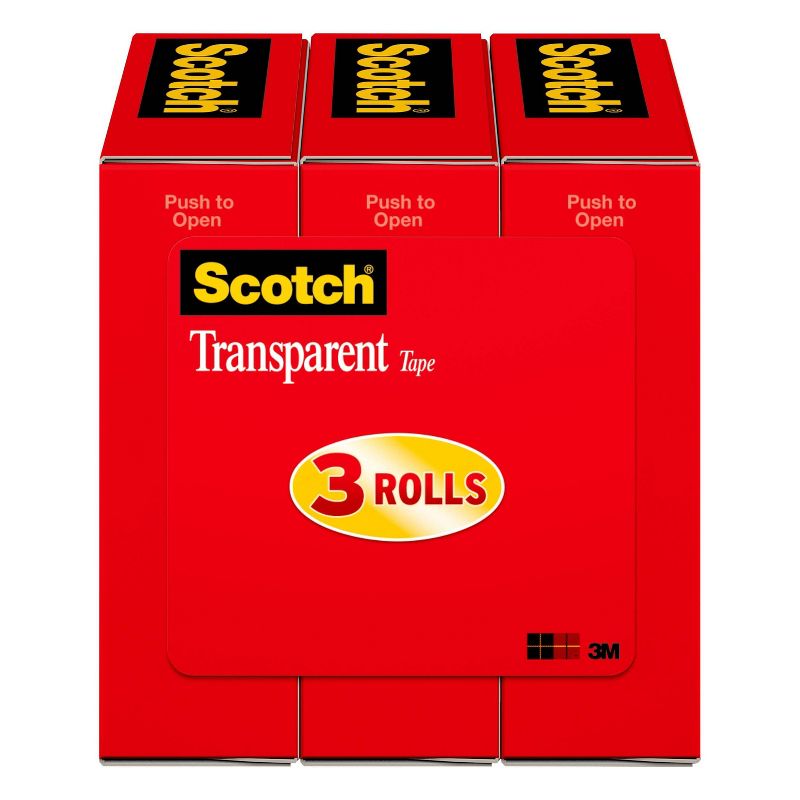 Scotch 3pk Transparent Tape 3/4&#34; x 1000&#34;, 1 of 12