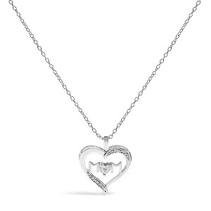 Haus of Brilliance Sterling Silver Diamond Accent MOM with Heart Pendant Necklace - 1 of 4
