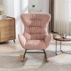 April Ivory Velvet Fabric Upholstered Glider Rocker,nursery Rocking Chair,with  High Backrest Mid Century Rocking Chair-maison Boucle‎ : Target