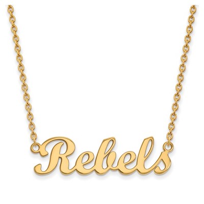 Black Bow Jewelry 14k Yellow Gold Mississippi Rebels NCAA Necklace 18 Inch
