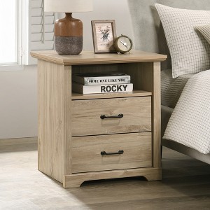 KIGFTSOD 2-Drawer Nightstand Bedside Table with USB Charging Ports,Light Oak - 1 of 4