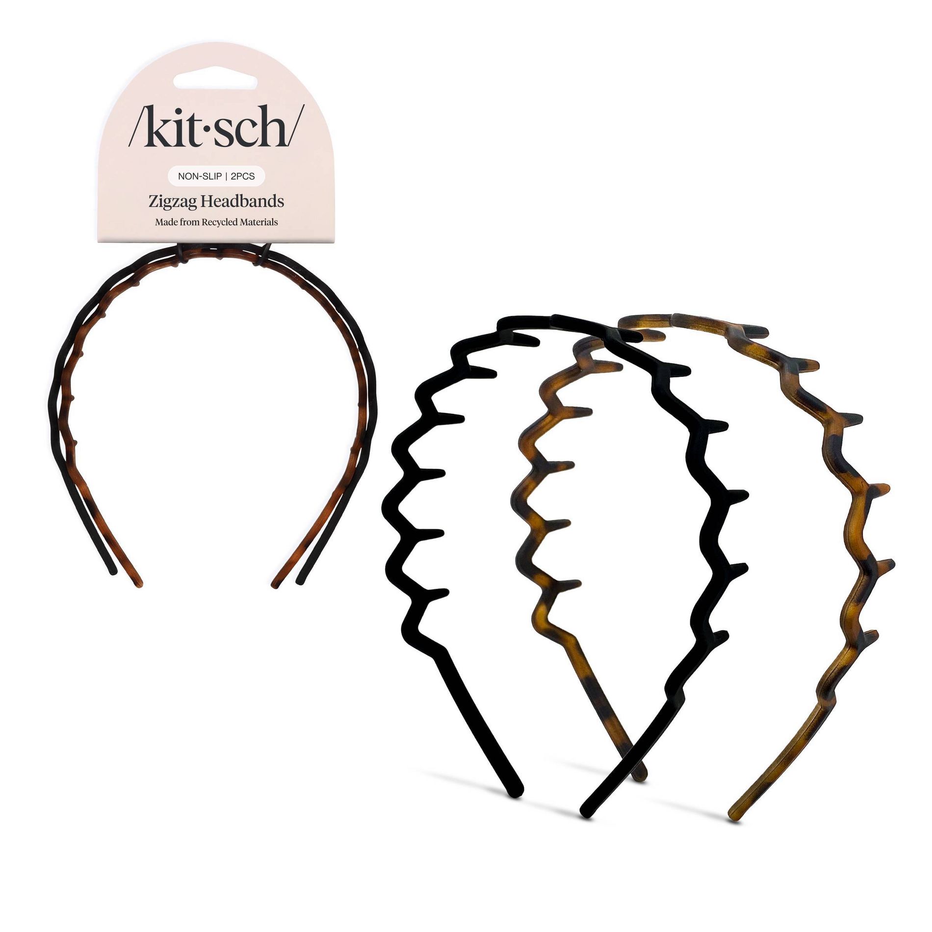Kitsch Recycled Plastic Zigzag Headbands - 2pc Set