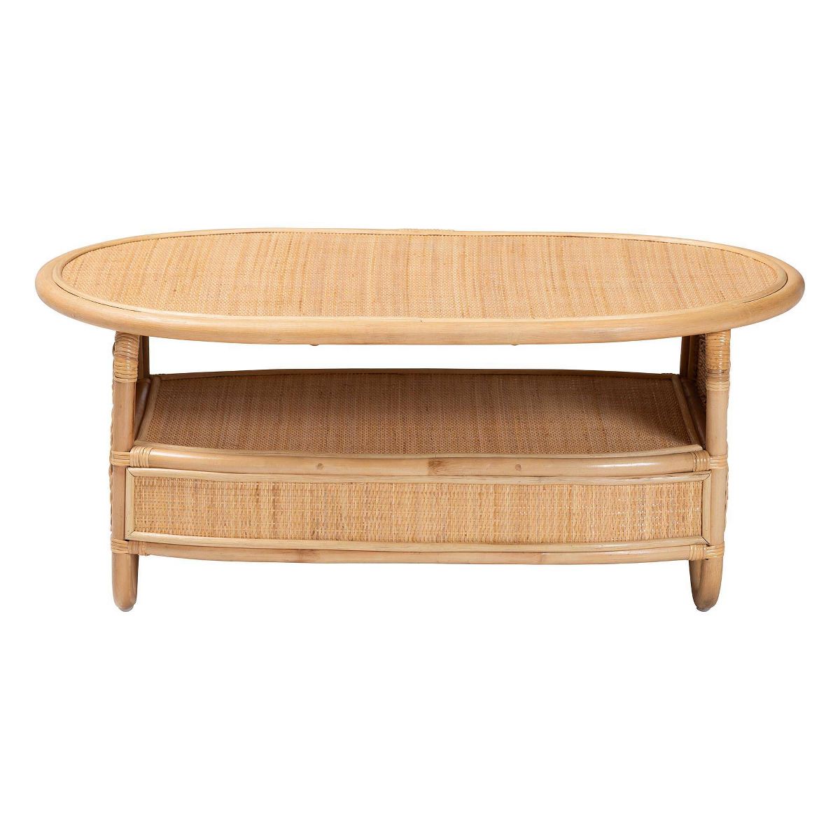 bali & pari Dyna Natural Rattan Coffee Table with Open Shelf Natural - thumbnail 4