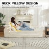 Okak 2-in-1 Convertible Floor Semi-Circular Sofa Bed with Pillows,Corduroy Fabric Futon Couch for Living Room,Apartments - 3 of 4
