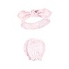 Hudson Baby Infant Girls Cotton Headband and Scratch Mitten Set, Gray Feather, 0-6 Months - 4 of 4
