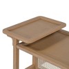 PAGED Petal Shaped Wooden Coffee Table, Modern Side Table with Rattan Shelf and Unique Tabletop, 31.5" Bedside Table for Living Room, Bedroom - 4 of 4