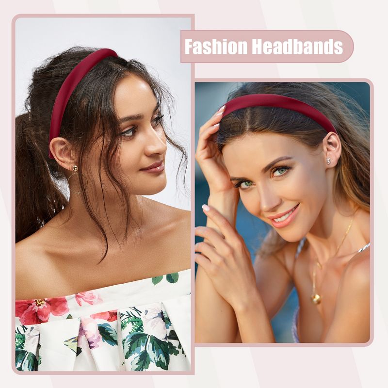 Unique Bargains Women's Anti Slip Fashion Solid Simple Silk Headbands 0.59" Wide 2 Pcs, 2 of 7