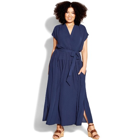 Women's Plus Size Havana Plain Maxi Dress - Navy | Loralette : Target