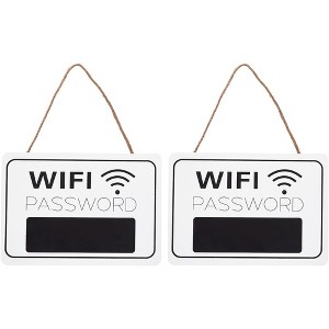 Juvale WiFi Password Sign - 2-Pack WiFi Password Hanging Board, Wall-Mount Wooden WiFi Sign for Home and Business, 7.9 x 5.6 x 0.27 Inches - 1 of 4