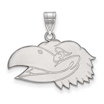 Black Bow Jewelry 14k White Gold Kansas Jayhawks NCAA Medium Pendant