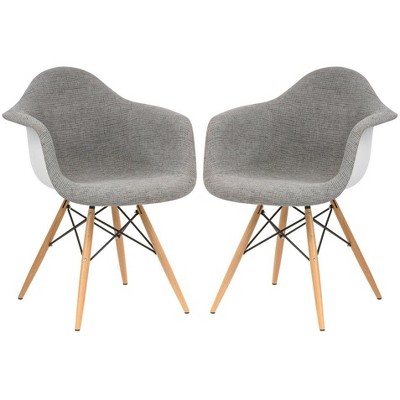 LeisureMod Willow Fabric Eiffel Accent Chair with Ash Wood Legs Set of 2