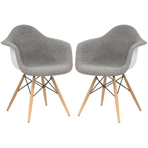 LeisureMod Willow Fabric Eiffel Accent Chair with Ash Wood Legs Set of 2 - 1 of 4