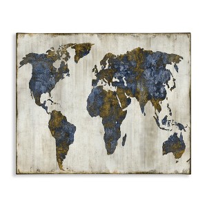 Stupell Industries Gold Blue World Map Canvas Art, 30" x 24" - 1 of 4