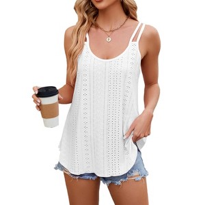 Coolmee Women's Casual Tank Tops Sleeveless Top Spaghetti Strap Shirt Loose Fit Vacation - 1 of 4