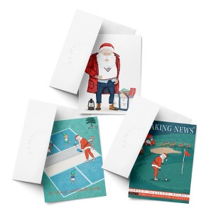 Preppy Santa, Pickleball Santa, Breaking News Golf Winter/Holiday/Christmas Greeting Card Pack Sets (3 ct, Assorted) by Ramus & Co - 1 of 4