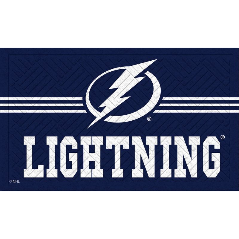 Evergreen NHL Tampa Bay Lightning Embossed Mat Cross Hatch Indoor and Outdoor Doormat, 2 of 5