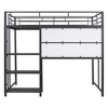 TIRAMISUBEST Twin/Full Size Loft Bed with Bulit-in Desk and Whiteboard, Metal Loft Bedframe with 3 Storage Shelves and Ladder for Kids - 3 of 4