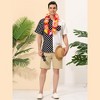 Lars Amadeus Men's Summer Polka Dots Short Sleeves Button Down Patchwork Shirt - 3 of 4