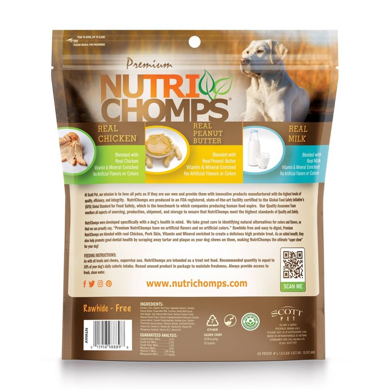 Nutri Chomps Dog Chews Mixed Flavor Braid Chicken, Peanut Butter and Milk Dog Treats - 10ct, 2 of 3