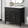ChicFurnit Bathroom Storage Cabinets Bathroom Floor Storage Cabinet Functional Bathroom Cabinet with Drawer for Bathroom, Black, 36"*18.5"*34.4" - 2 of 4