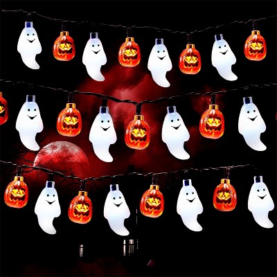 Joyfy 19.7FT 30 LEDs Halloween String Lights Decorations, Ghost Pumpkin String Light with 8 Lighting Modes for Halloween Party Indoor Outdoor Decor