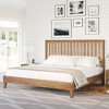 AMERLIFE Solid Wood Bed Frame, Mid-Century Platform Bed with Grille Headboard - 3 of 3