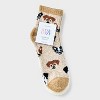 Women's Dogs 2pk Cozy Quarter Crew Socks - Tan/Ivory 4-10: Midweight Velour Ribbed Fabric, Animal Pattern, Machine Washable - 2 of 3