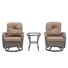 3-Piece Outdoor Swivel Rocker Patio Chairs Set with Cushions and Glass Table, Patio Small Space Chat Sets for Balcony or Backyard-The Pop Home - 2 of 4