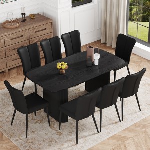 9-Piece Dining Set with MDF Table and 8 PU Chairs - 1 of 4
