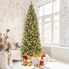 Tangkula 6/9FT Artificial Pre-lit Christmas Tree Pencil Xmas Tree with 618/1298 Snowy Branch Tips & 250/500 LED Lights - 3 of 4