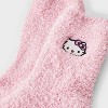 Women's Hello Kitty Embroidered Faux Fur 3pk Cozy Gift Set with Reusable Pouch, Cozy Socks and Eye Mask - Pink/White 4-10 - 3 of 4