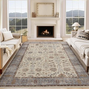 Fulvari Boho Bedroom Area Rug,Soft Vintage Washable Rugs for Living Room,Non Shedding Disdressed Floor Carpets for Home Decor Dining Room - 1 of 4