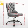 RISOKEYS Velvet Upholstered High Back Desk Chair,360° Swivel Adjustable Height Office Chair,with Golden Metal Base for Home Office,Study - 3 of 4