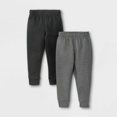 Image of Toddler Boys' 2pk Fleece Jogger Pull-On Pants - Cat & Jack™ Black/Charcoal Gray 4T