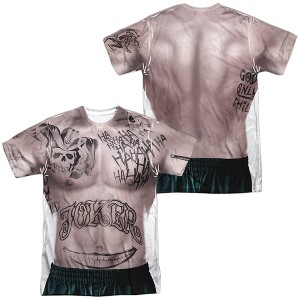 Men's Suicide Squad Joker Tattoos (Front Back Print) Short Sleeve Costume T-Shirt - 1 of 4