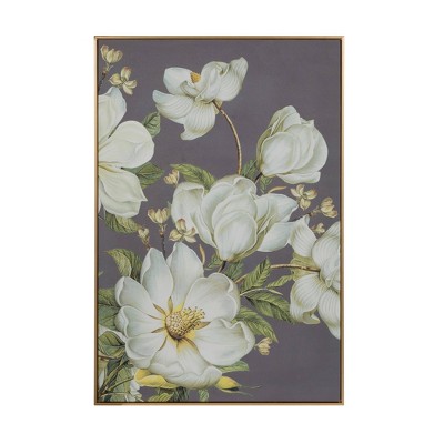 31.5"x47" Blooming Florals Framed Wall Art Gold - A&B Home: Polyester, Art Deco Style, Vertical Display