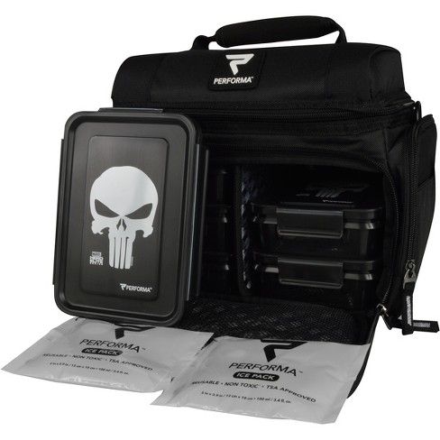 Performa 6 Meal Prep And Fitness Bag - Punisher, Includes Six Pack Of  Containers : Target