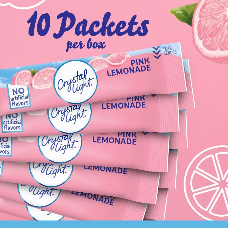 Crystal Light On The Go Natural Pink Lemonade Drink Mix - 10pk/0.13oz Pouches, 6 of 11