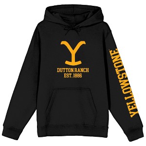 Yellowstone Dutton Ranch Est. 1886 Long Sleeve Black Adult Hooded Sweatshirt - 1 of 3