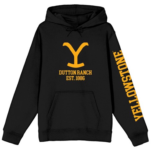 Yellowstone Dutton Ranch Est. 1886 Long Sleeve Black Adult Hooded  Sweatshirt-XL