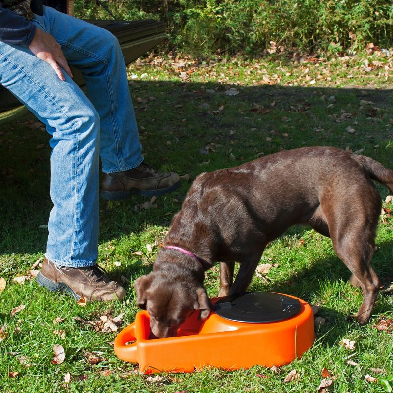 Dakota 283 Dine N Dash Weatherproof Large On-the-Go Travel Feeding and Water Storage System Pet Bowl with 8'' Twist Lid, Orange, 4 of 7