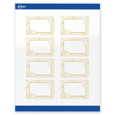 Avery Rectangle Labels, Pre-Printed Gold Florals, 2" x 3"